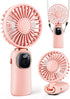 Portable Handheld Fan, 4000mAh Battery Operated Fan with LED Display, Handheld/Neck/Desk 3 in 1 Personal Small Fan, 90° Foldable Desk Fan with Bas...