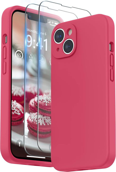 SURPHY Compatible with iPhone 14 Case with Screen Protector (Camera Protection + Soft Microfiber Lining) Liquid Silicone Phone Case 6.1 inch 2022,...