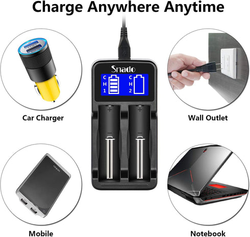 Intelligent Charger, Snado LCD Display Universal Smart Charger for Rechargeable Batteries Li-ion Batteries 18650 18490 18350 17670 17500 16340 145...
