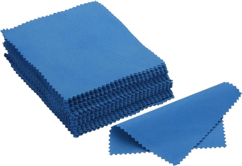 PATIKIL 3.94x3.94" Jewelry Cleaning Cloth, 50Pcs Double-Sided Microfiber Polishing Cloth for Silver Gold Brass Platinum Jewelry, Blue...