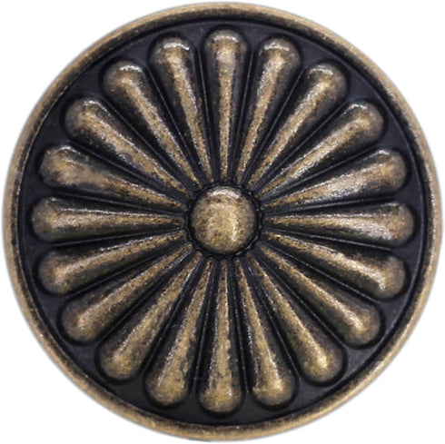Bezelry 10 Pieces Flower Shield Metal Shank Buttons. 23mm (7/8 inch) (Antique Brass)...