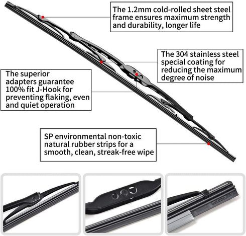 Replacement for Ford F150 F250 F350 F450 F550 Windshield Wiper Blades - 22"+22" Front Window Wiper - fit 2009-2018 Vehicles - OTUAYAUTO Factory Af...