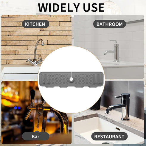 Kitchen Sink Splash Guard, Silicone Draining Mat Kitchen Faucet, 90° Foldable Design to Accommodate a Variety of Sink Countertops Gray(25* 5.9)...
