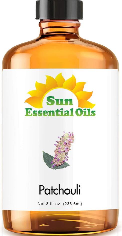 Sun Essential Oils 8oz - Patchouli Essential Oil - 8 Fluid Ounces - Patchouli Oil - Aromatherapy Oils - Patchouli Essential Oil for Candle Making ...