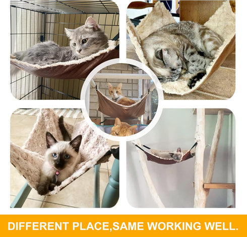 Cat Hammock Bed, Medium Reversible Pet Cage Hammock Hanging Soft Pet Bed for Kitten Ferret Puppy or Small Pet...