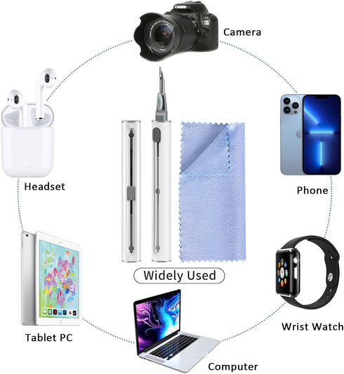 Airpod Cleaner Kit?Earbud Cleaning Kit for Airpods Pro 1 2 3? Multi-Function Cleaning Pen with Soft Brush Flocking Sponge?Suitable for Bluetooth H...