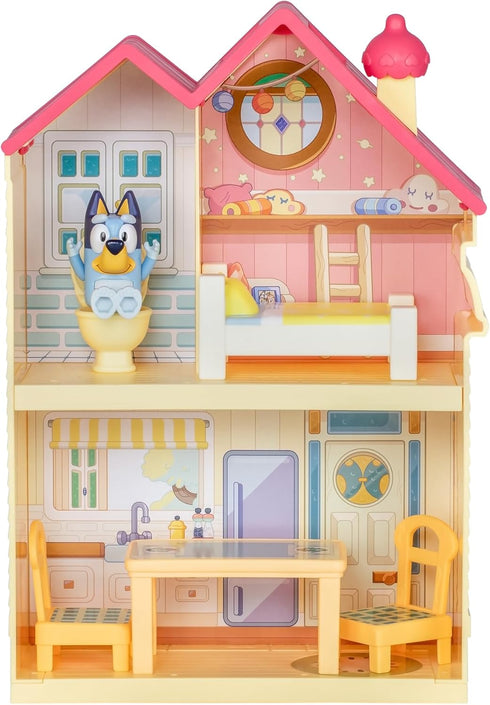 BLUEY Mini Home Playset | Compact House Playset with Carry Handle | Three Different Rooms | Kitchen, Bedroom and Bathroom | includes Figure with 5...