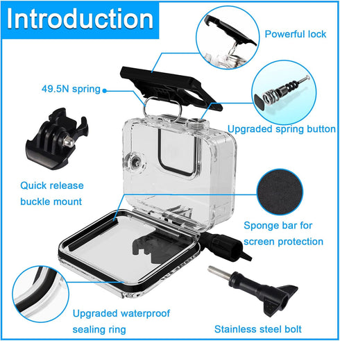 for Gopro Hero 8 Black Accessories Waterproof Protection Housing Case Diving 60M Protective for Gopro Hero 8 Sports Camera, IP68...