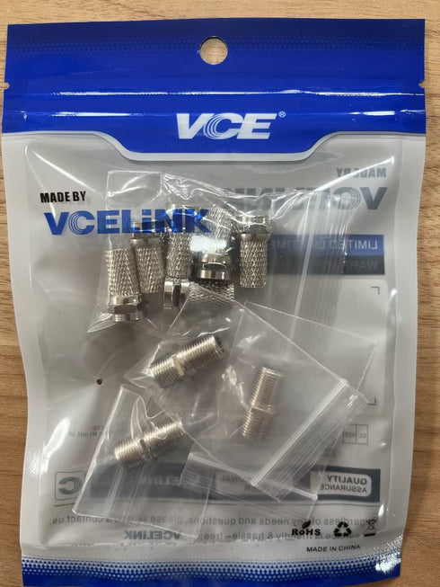 VCE Coaxial Cable Connector 6 Pcs with 3 Pcs Combined Format, 3GHz Coax Coupler for Coaxial Cable Extension, TV Cable Repair, Nickel Plated TV Cab...