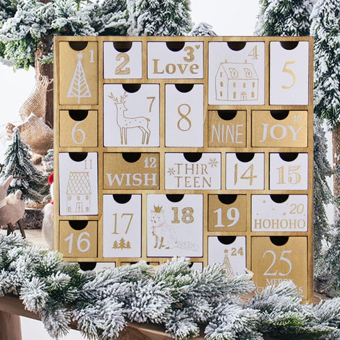 Juegoal Advent Calendar with 25 Drawers Countdown to Christmas, Refillable Wooden Advent Xmas Gift for Kids, 12 Inches Tall...