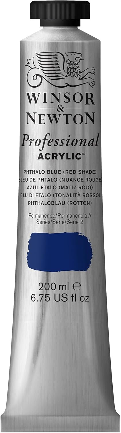 Winsor & Newton Professional Acrylic Paint, 200ml (6.75-oz) Tube, Phthalo Blue Red Shade...