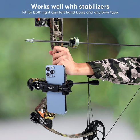 Universal Bow Phone Mount 360° Cell Phone Holder for Archery Phone Mount for Compound Bow Hunting Photos and Video Moment Recorder...