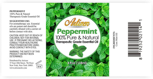 Artizen 4 Fl Oz Peppermint Essential Oil – Pure & Natural Peppermint Oil for Diffuser and Aromatherapy – Includes Dropper...