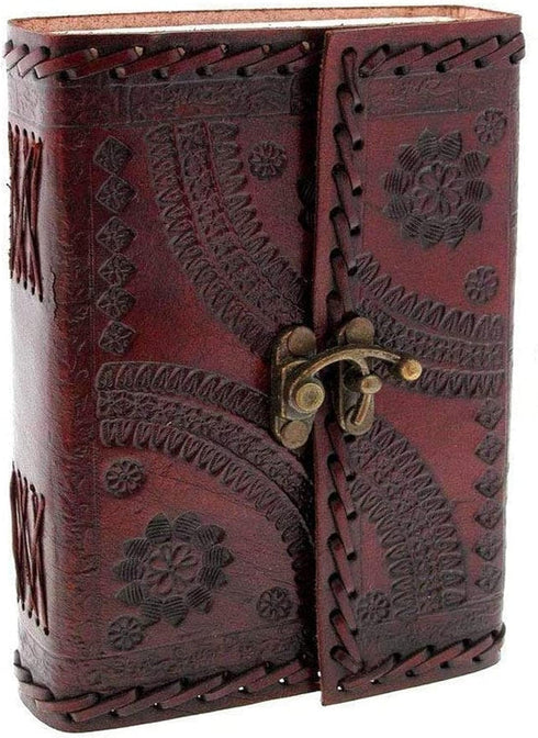 MONTEXOO Leather Bound Journal Sketch book with lock for Men Women Unlined Paper 200 Pages - Genuine Journals for Writing Handmade 6 x 8 inch Brow...