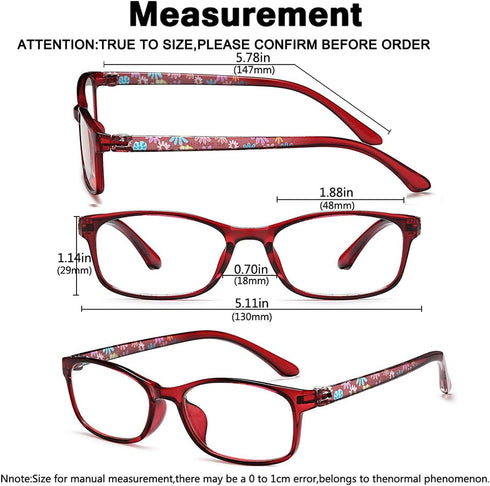 EYEURL Reading Glasses Womens Blue Light Blocking - 2 Pairs Ladies Computer Readers +1.25 Lightweight Quality Colorful Eyeglass...