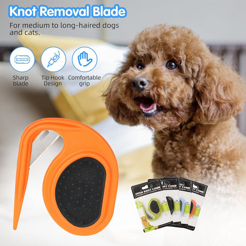 2PCS Pet Knotting Comb, 3 in 1 Knotting Comb Pet Grooming Tool, Small and Sharp, for Removing Tangled and Loosse Hair (Blue*2)...
