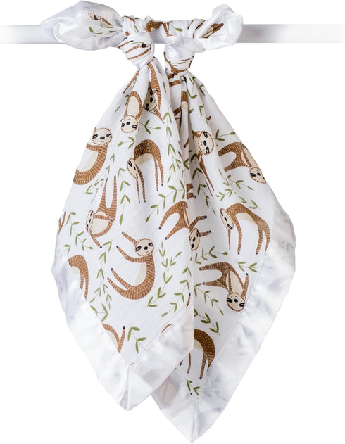 lulujo Baby Security Lovie Blankets| Unisex Softest Breathable Cotton Muslin Security Blanket with Silky Satin Trim| Neutral Comforting Blanket fo...