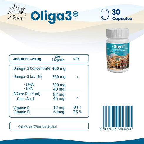 | Omega-3 EPA and DHA with Vitamins D and E | Capsules for Memory and Focus | Antioxidant | Mediterranean Diet | 30 Capsules...