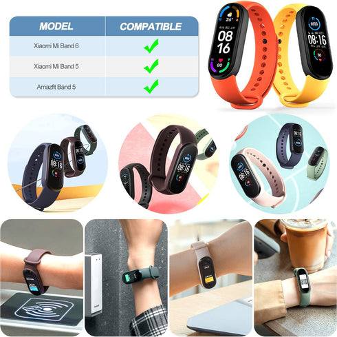 20 Pieces Strap Replacement Compatible with Xiaomi Mi Band 6 / Amazfit Band 5, Bracelet Wristbands Silicone for Mi Fit 5 Straps (16 Colors + 4 Scr...