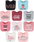 The Peanutshell Terry Bib Set for Baby Girls - 10 pack for Feeding, Teething, & Drooling - Wild Child...