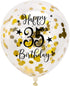 Gold 35th Confetti Latex Balloons, Woman or Man Happy 35 Years Birthday Party Balloon Decoration With Confetti, 12in, 16 Pack...