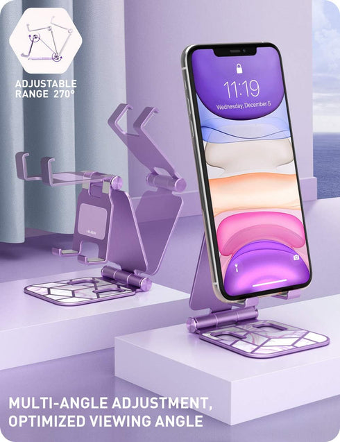 i-Blason Cell Phone Stand for Desk, Cell Phone Holder, Fits All Smart Phones, iPhone 16 15 14 13 Pro Max, Foldable Phone Stand Holder, Purple...