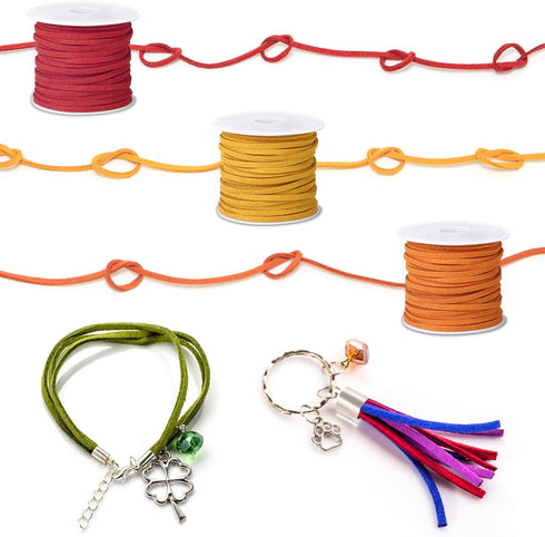 Cridoz Faux Suede Leather Cord, 25 Rolls Flat for Jewelry Making, Leather Strips & Laces for Dream Catcher Supplies DIY Crafts, Thread Velvet Stri...