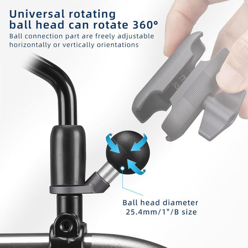 FANAUE MB-01 Angled Bolt Head Adapter Ball Base with 10mm Mounting Hole for RAM Mounts B Size Double Socket Arm and Bike Motorcycle Phone Holder, ...