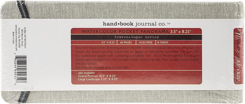 Handbook Journal Co. Artist Watercolor Sketchbook 3.5 x 8.25 Inches (2-Pack) 95lb / 200 GSM, Pocket Panorama, Hardcover w/Pocket...