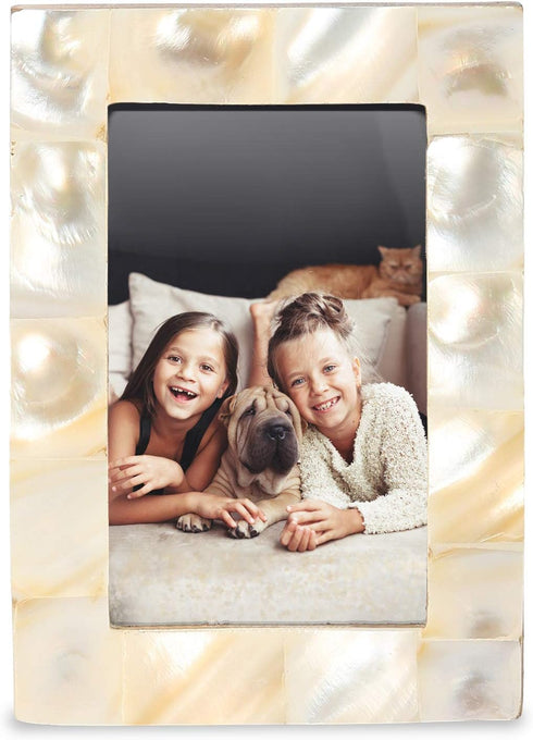Handicrafts Home Baby Picture Frame for Newborn Girls and Boys Shower - Birthday Gifts Vintage Photo Frames Set of 3 Pieces (White-Pearl)...