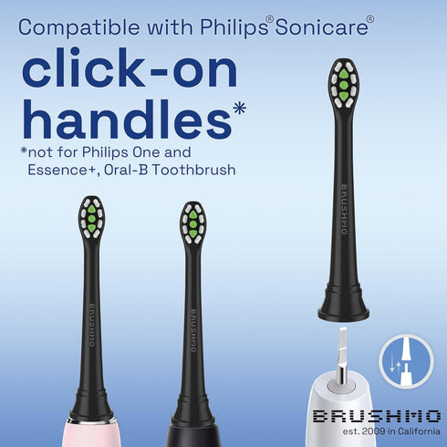Brushmo Compact Replacement Toothbrush Heads Compatible with Philips Sonicare HX6072, Black 8 Pack...