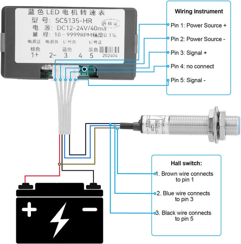 EEEkit 4 Digital Blue LED Tachometer, RPM Speed Meter Digital Motor with Hall Proximity Switch Sensor NPN for Conveyor Belts...