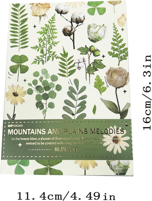 400PCS Plants Floral Scrapbook Stickers Kit Vintage Fern Flowers Green Transparent Waterproof Stickers Book for Scrapbooking Supplies Aesthetic Ju...