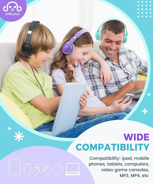 C3 Kids Headphones Wired, On-Ear Wired Headphones for Boys Girls with 3.5mm Jack, Foldable, Adjustable Headband, Child Headphones for School Home ...