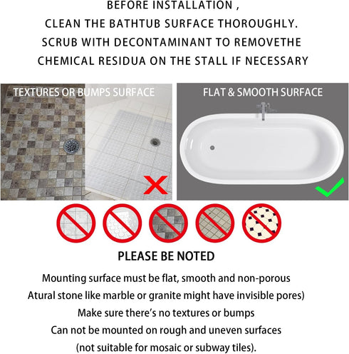 Yimobra Bathtub Mat Non Slip, Super Strong Suction Cups, 27.5"x15.5" Long Shower Mat with Drain Holes, Machine Washable Fast Draining Bath Mats, B...