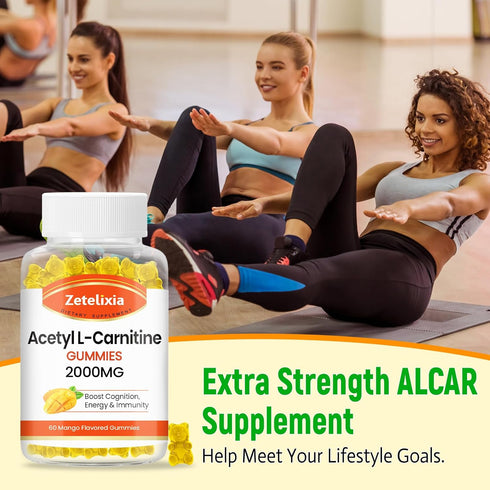 Acetyl L-Carnitine Gummies 2000mg, L-Carnitine Supplement for Promote Fatty Acids Oxidation, Nutrition Supplement for Boost Energy, Immunity & Met...
