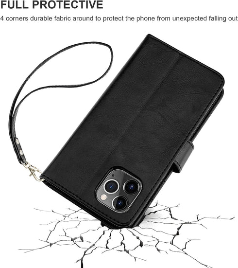 Bocasal for iPhone 11 Pro Wallet Case with Card Holder PU Leather Kickstand Shockproof Protective Wrist Strap Flip Cover for iPhone 11 Pro 5.8 inc...