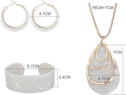 ORAZIO Acrylic Jewelry Set for Women Statement Boho Resin Earrings Necklace Bracelet...