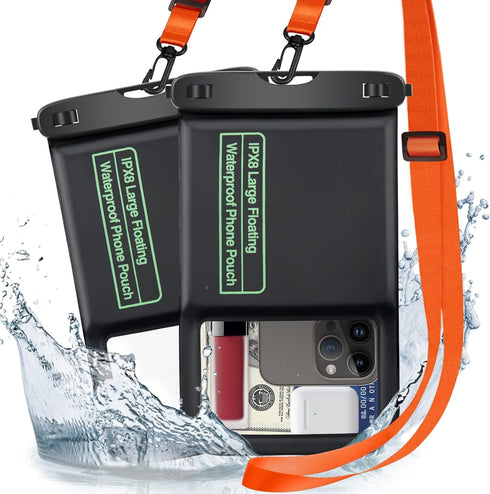 SUPFINE 2 Pcs Waterproof Phone Pouch Floating Case, Large Cell Phone IPX8 Dry Bag with Lanyard for iPhone 15 Pro Max/14/13/12/Galaxy S24 Ultra/S23...