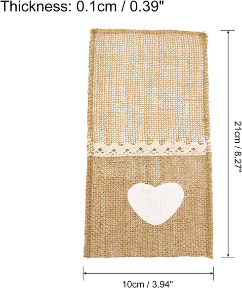 uxcell Burlap Lace Utensil Holders, 20Pcs Knife Forks Napkin Silverware Holder Bag Cutlery Pouch for Wedding Dinner Decor...