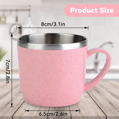 220ml Pink Coffee Cup, Stainless Steel Insulated Pot Coffee Mug with Handle for Water Coffee Juice Milk, Home, School, Outdoor(Pink)...