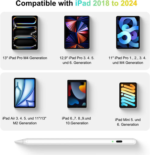Stylus Pen for ipad, Pencil for iPad 9th/10th generation with 10 mins Fast Charging& Palm Rejection& Tilt Sensitivity, Pen Work for iPad 6/7/8/9/1...