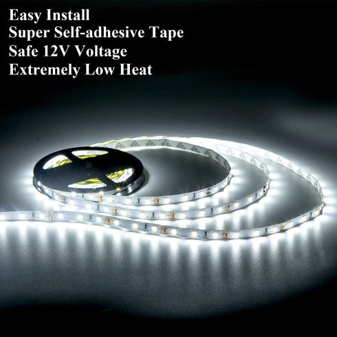 20FT White LED Strip Lights, Dimmable 6000K 360LEDs, Rope Strip Lights, Under Cabinet LED Strip Lights Tape with UL Power Supply for Kitchen, Wedd...