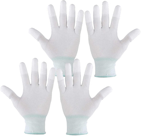 2 Pairs Quilting Gloves for Freemotion Quilting - Nylon Sewing Gloves for Machine Quilters with Grip Fingertips & Elastic Knitted Cuffs - Free Mot...