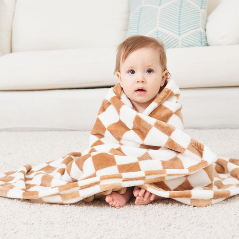 Checkered Baby Blanket for Girls Boys Soft Fleece Fluffy Fuzzy Chessboard Grid Toddler Blanket for Kids Lightweight Bed Blanket for Infant or Newb...