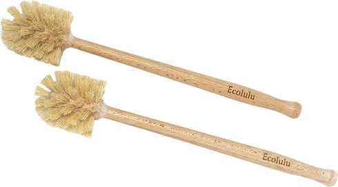 ECOLULU Eco Friendly Toilet Brush, 2 Pack Wood Toilet Brush Made of Beechwood, Strong Hemp Bristles with 360° Cleaning Power, Biodegradable Zero W...