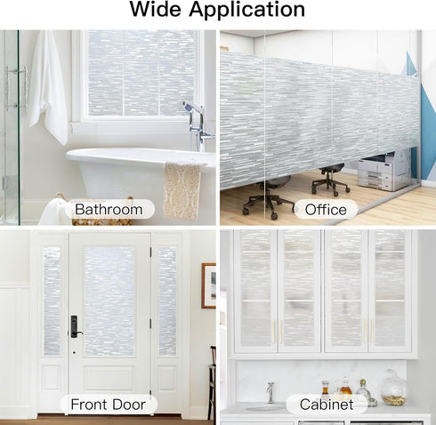 DOWELL Window Privacy Film, Frosted Glass Window Film, Non Adhesive Decorative Static Cling, Opaque Door Vinyl, UV Blocking Glass Sticker Covering...
