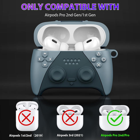 MOFREE AirPods Pro 2nd Generation Case Cover with Cleaner Kit, 3D Game Controller Design Soft Silicone Shock-Absorbing Protective Cover for Airpod...