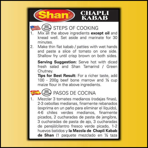 Shan Chapli Kabab Recipe and Seasoning Mix 3.52 oz (100g) - Spice Powder for Traditional Meat & Corn Patty - Suitable for Vegetarians - Airtight B...