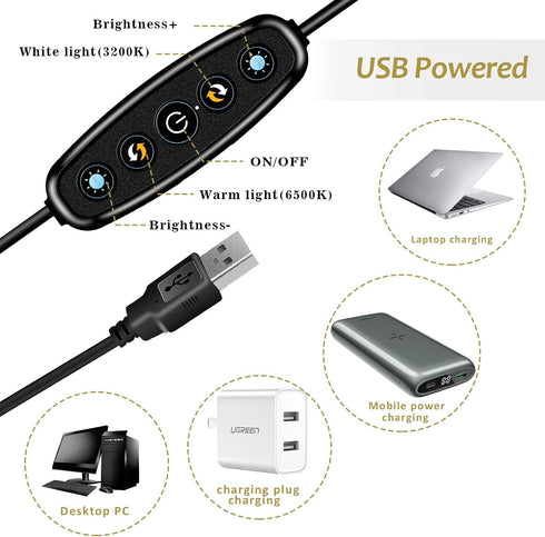 Video Conference Lighting,Webcam Lighting,Ring Light for Monitor Clip On,Zoom Call Lighting, Remote Working, Distance Learning,Self Broadcasting a...